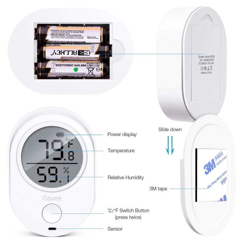 Govee Wireless WiFi Temperature Hygrometers Humidity Monitor For IPhone/Android 