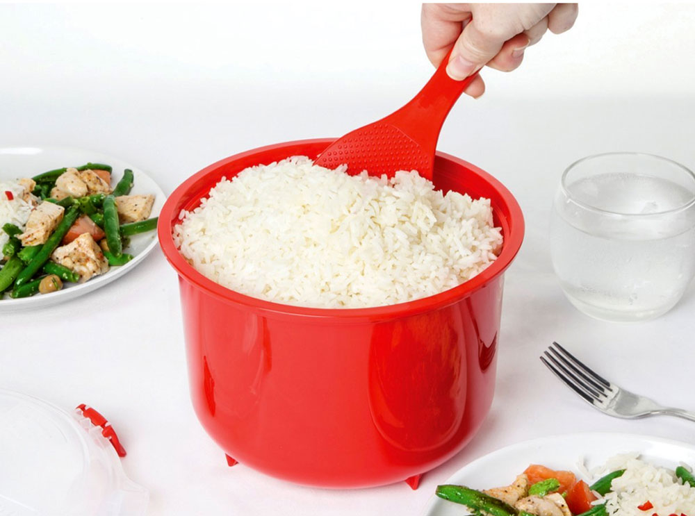 Microwave Rice Steamer Cooker BPA Free 2.6L Red