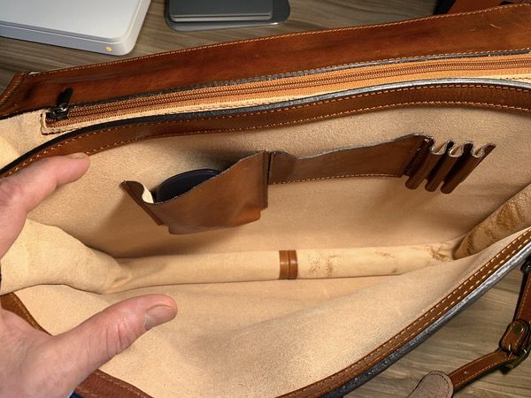 BalticDomini MensOrangeLeatherBriefcase 12