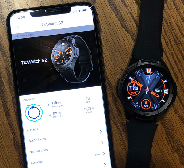 TicWatch S2 withiphone2
