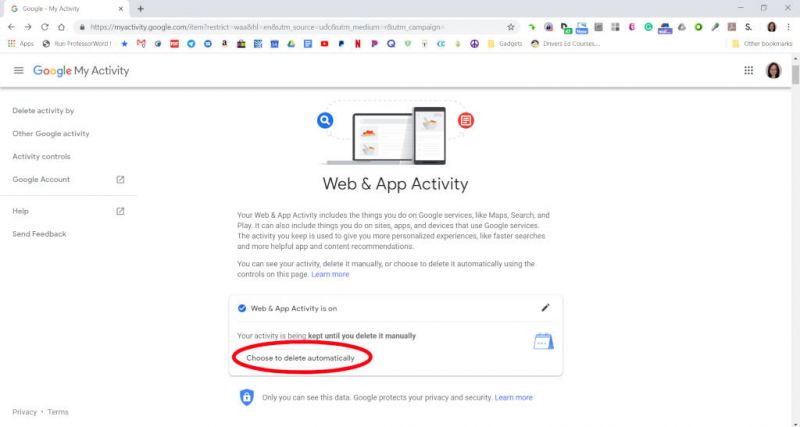 delete google webapp activity 15a
