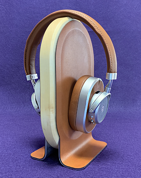 Wood Headphone Stand, Oak Walnut Wood and Black Steel Headphone