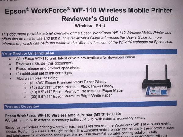 WorkForce WF-110 Wireless Mobile Printer, Products