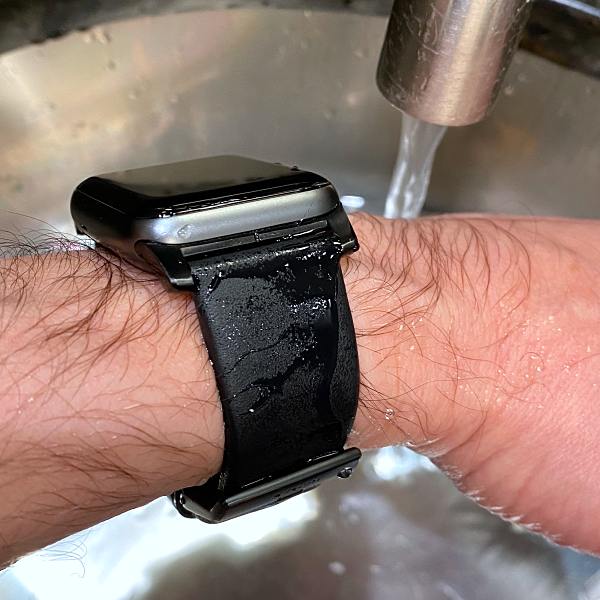 Is the apple online watch leather band waterproof