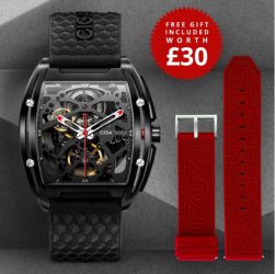 Orologio Meccanico Automatico CIGA Design Z-Series - Cassa In Acciaio DLC, Cinturino Silicone, Quadro Scheletrato E Vetro Zaffiro Per Uomo - 5