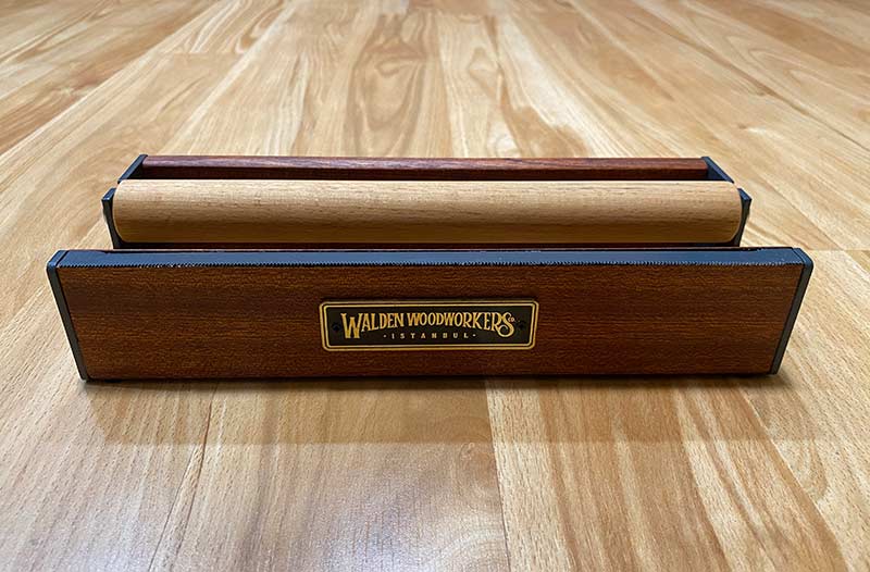 Mahogany Wood Desk Organizer & Pen Holder - Galen Leather