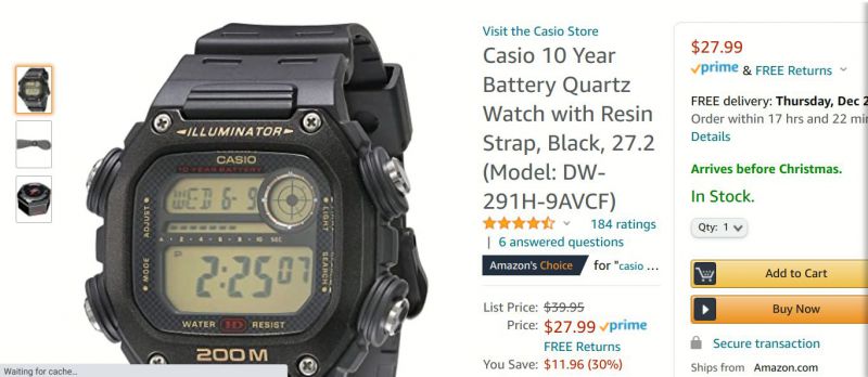 Casio Orologio Digitale Uomo DW-291H-9AVCF – Nero Con Dettagli Gialli, Resistente 200m, Batteria 10 Anni