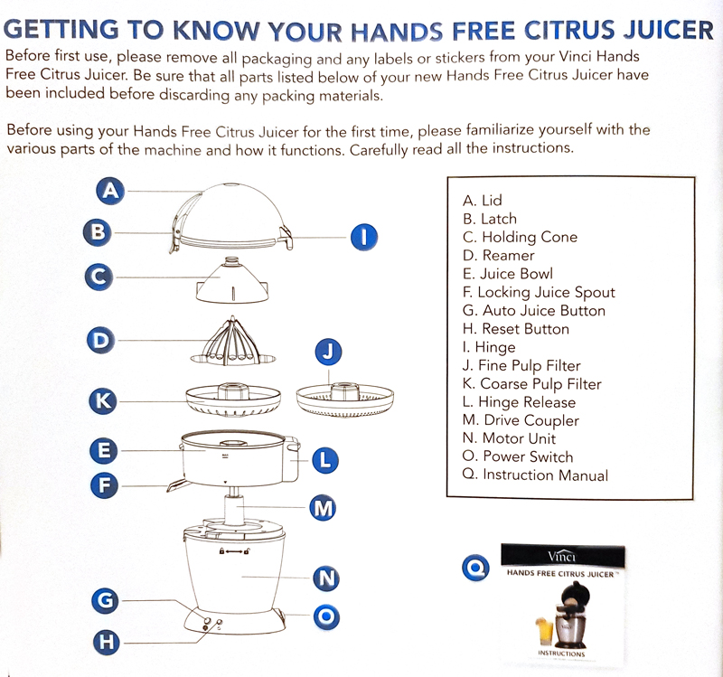 Vinci Hands Free Electric Citrus Juicer