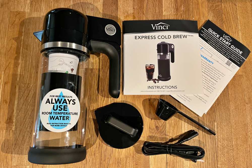 VINCI Express Cold Brew Coffee Maker in 5 Minutes, 4 Brew Strength Settings  l Electric Cold Brew Coffee Maker w Borosilicate Glass Carafe, 1.1 Liter  (37 Fluid Ounces) 