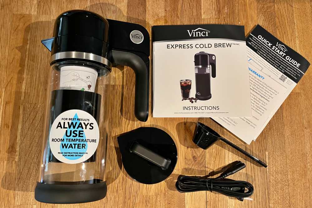 VINCI Express Cold Brew Coffee Maker in 5 Minutes, 4 Brew Strength Settings  l Electric Cold Brew Coffee Maker w Borosilicate Glass Carafe, 1.1 Liter