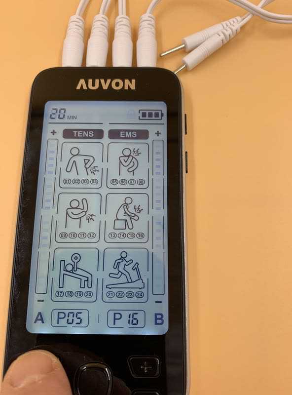 AUVON Rechargeable TENS & PMS Unit, 2 Output With 24 Modes, 20 Level  Intensity.