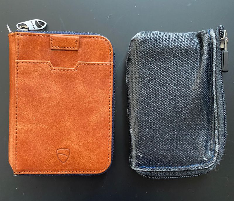 Vaultskin MAYFAIR Minimalist Leather Zipper Wallet. Slim RFID- Blocking  Multi-Card Holder With Coin Compartment