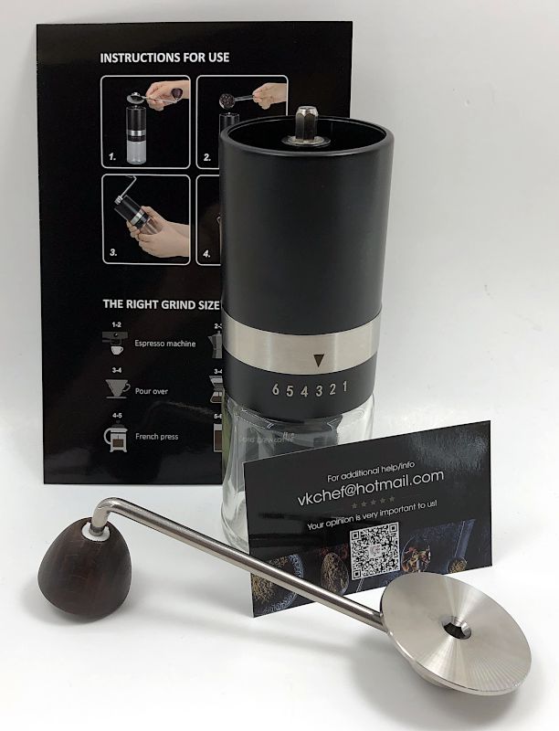 VEVOK CHEF Manual Coffee Grinder Hand Coffee Grinder 6 External Adjustable  Setting Stainless Steel Conical Burr Coffee Mill Portable Hand Crank Coffee