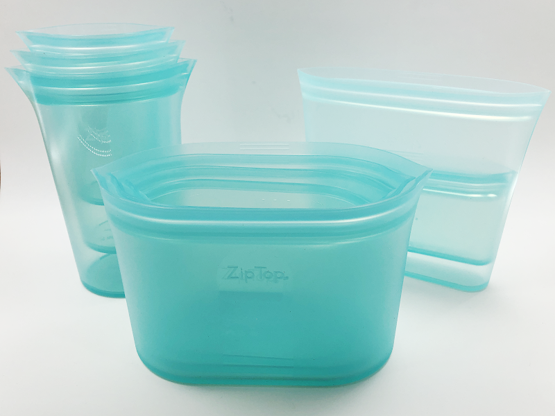 Zip Top Reusable 100% Silicone Food Storage Bags and Containers, Made in  the USA - 3 Dish Set - Teal