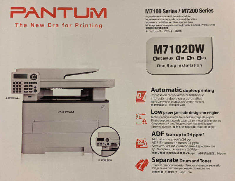 Pantum M7102DW - Impresora láser, escáner, copiadora, 3 en 1, conectividad  inalámbrica e impresión automática a doble cara, 35 páginas por minuto