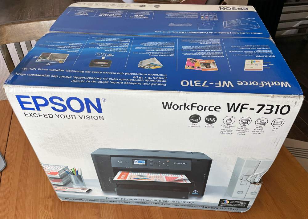 500-sheet Capacity Epson Workforce Pro WF-7310 Wireless Wide-Format Printer with Print up to 13 x 19 Epson Smart Panel App Auto 2-Sided Printing up to 11 x 17 2.4 Color Display 