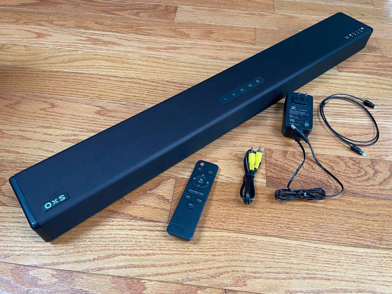 Sound Bars for TV, OXS 4 Speakers TV Sound Bar, Deep Bass, Bluetooth 5.0  Compact Soundbar, 80 Watts, Easy Setup with Mount Kit, 3D Surround Stereo