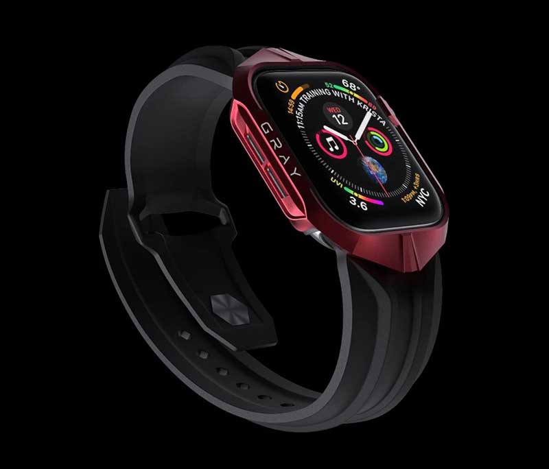 CYBER BAND® Red Apple Watch Band - GRAY®