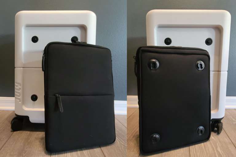 July CarryOn Pro review a roll aboard suitcase, laptop sleeve, and