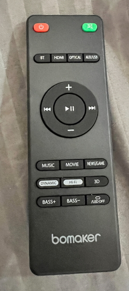 Telecomando Sostitutivo Per Soundbar HI-FI Bomaker Odine 3, Odine III E Odine II 2.0 – Funziona A Infrarossi Fino A 8 Metri, Facile Da Usare Con Batterie AAA