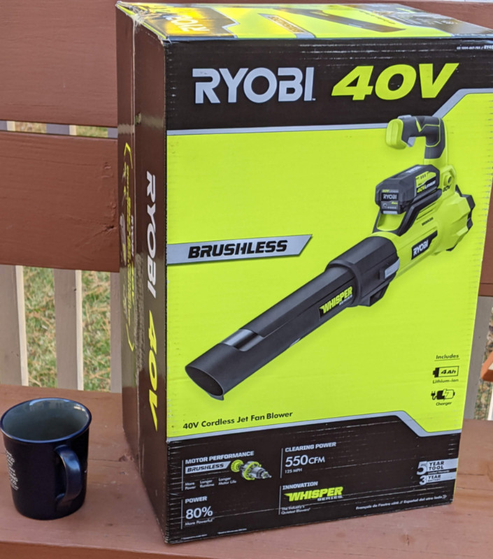 Ryobi 40v cordless jet fan blower kit cheap with 4ah battery & charger