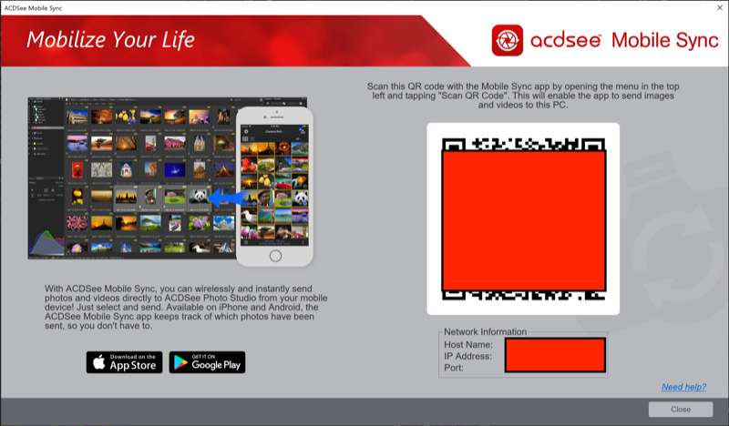 ACDSee Photo Studio Ultimate 2022 Mobile Sync QR Code