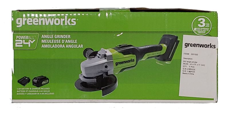 greenworkstools-24V Cordless Brushless 4.5 Angle Grinder
