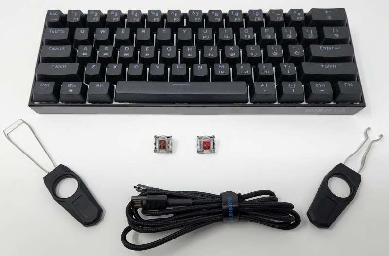 DIERYA DK61E 60% Mechanical Keyboard with Red Switches cable Gateron