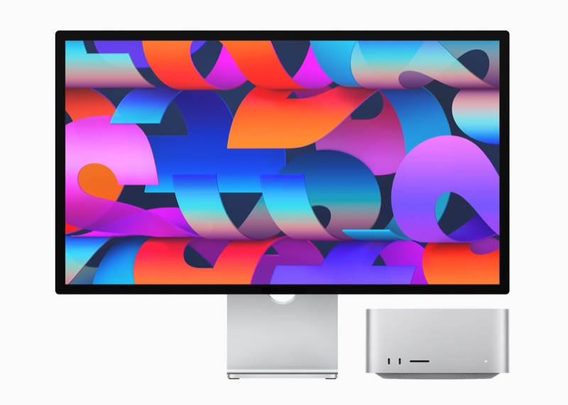 Apple's Studio Display with Mac Studio below