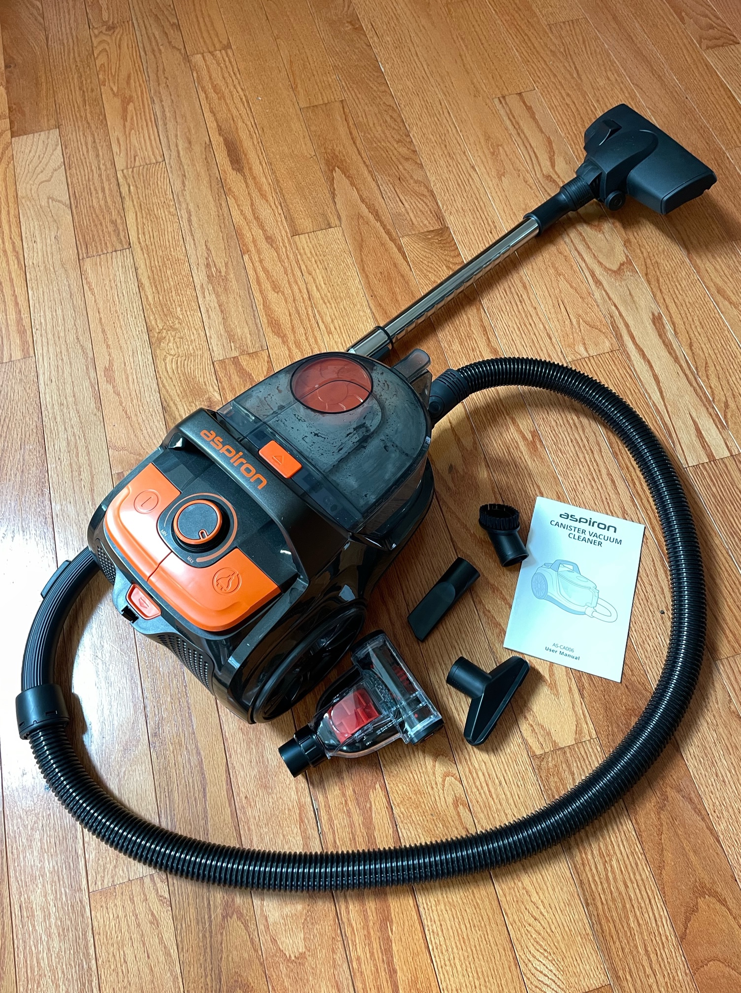 Aspiron ASCA006 variable speed canister vacuum review Banish dirt to