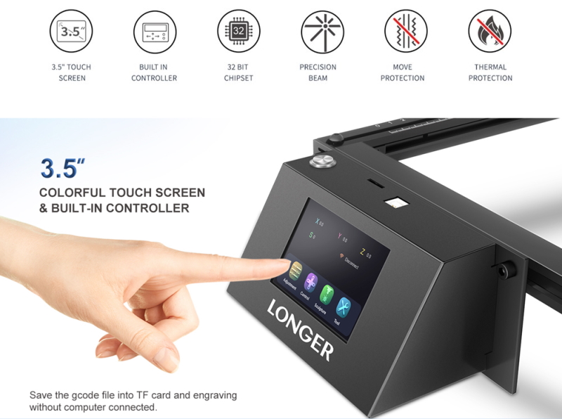 Official LONGER RAY5 Laser Engraver,10W Laser Engraving Machine with 3.5  inch Touch Screen,60W DIY Laser Cutter for Custom Design,Laser Engraver for