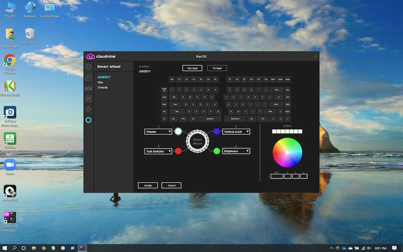 Cloud Nine ErgoTKL Smart Wheel configuration