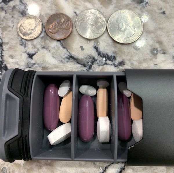 7 Day Weekly Pill Organizer 2.0 by mbarc - Premium Stylish Aluminum and  Wood Large Capacity Pill Box for Supplements, Pills, Vitamins and Medication.  (Steel Grey)