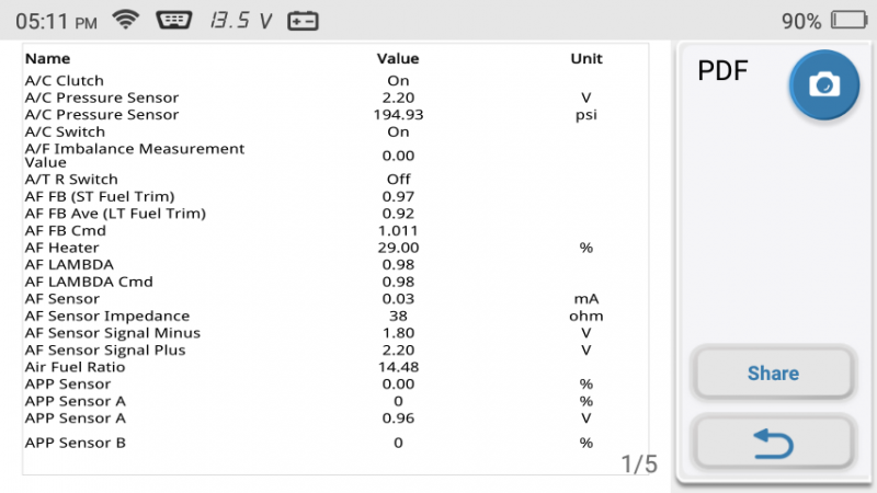 Pic 22 Data Stream Report