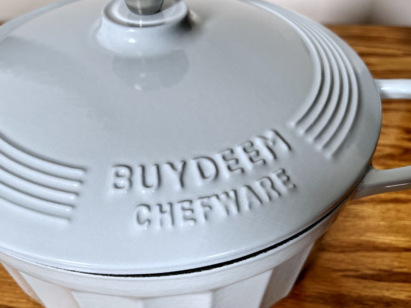 3.5-Quart Enameled Cast Iron Dutch Oven, Grey Sold by at Home