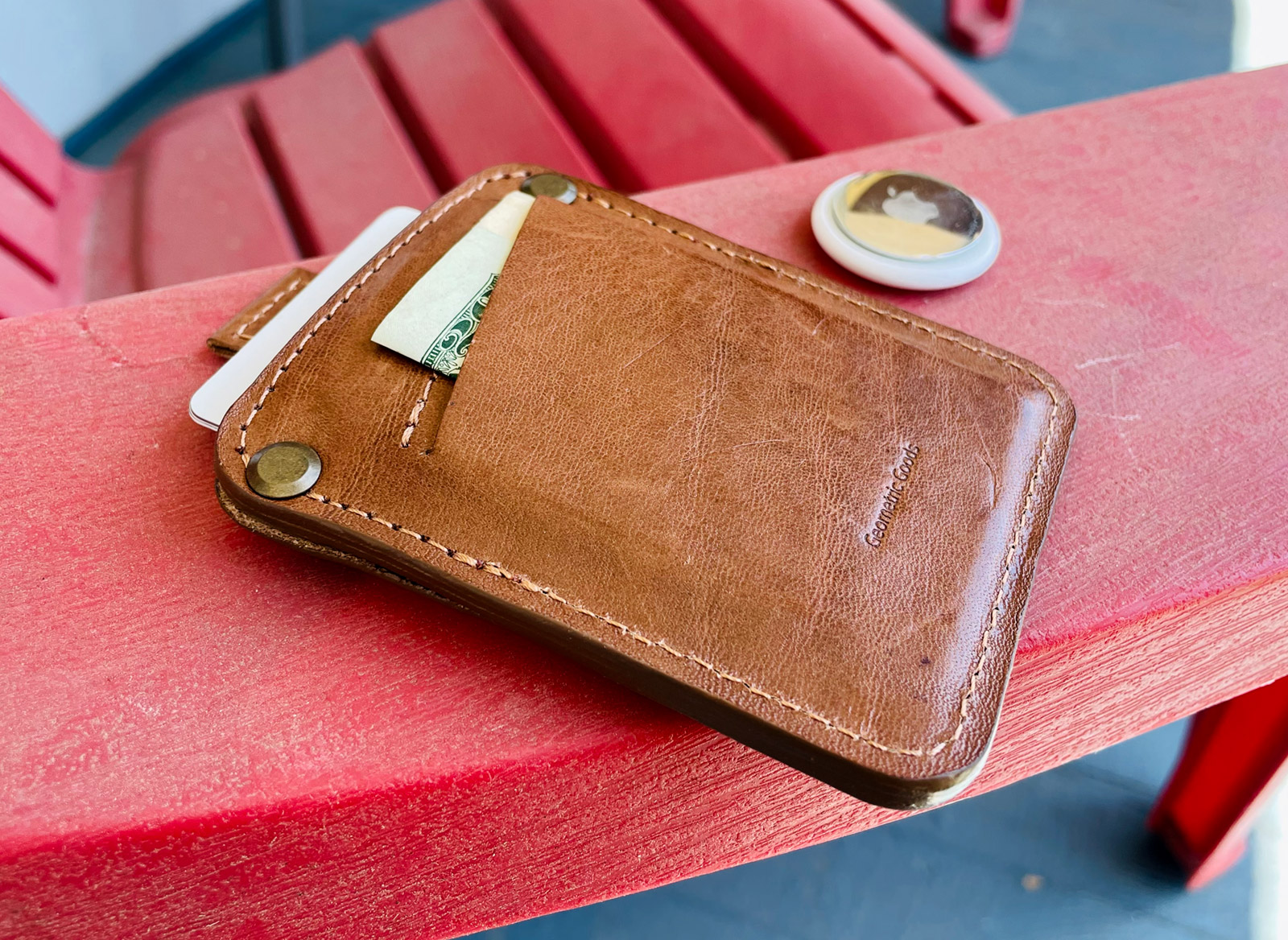 Leather AirTag Long Flap Wallet Brown