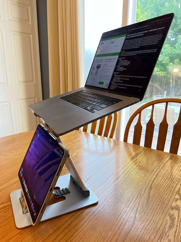 obVus minder Tower Stand II with MacBook Pro and 12.9" iPad Pro - I don't recommend this but it works
