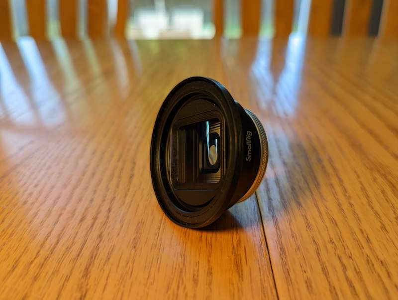 SmallRig 1.55x Anamorphic Lens with filter holder attached