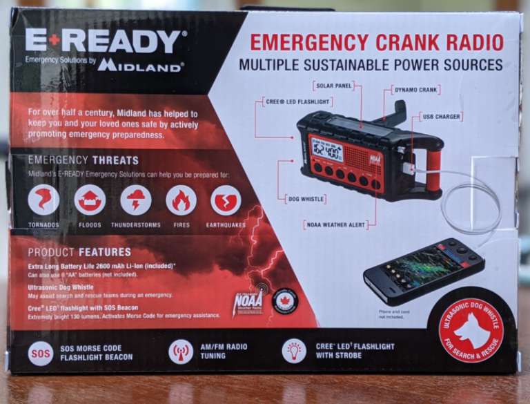 Midland ER310 emergency crank weather radio review 4 ways to power it