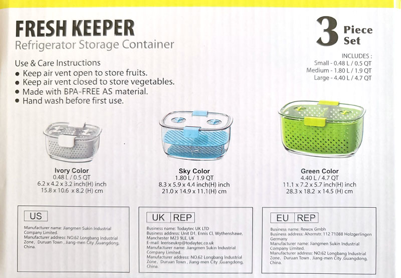 Trying New Things — Luxear Fresh Keeper 3-Piece Refrigerator Storage  Containers (10% DISCOUNT CODE) 