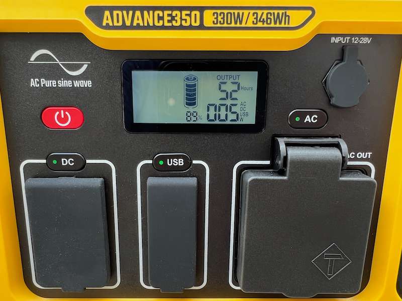 Togopower Advance 350 includes a handy power meter