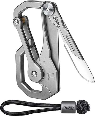 KeyUnity Double Side Carabiner Keychain Clip, Titanium Belt Key