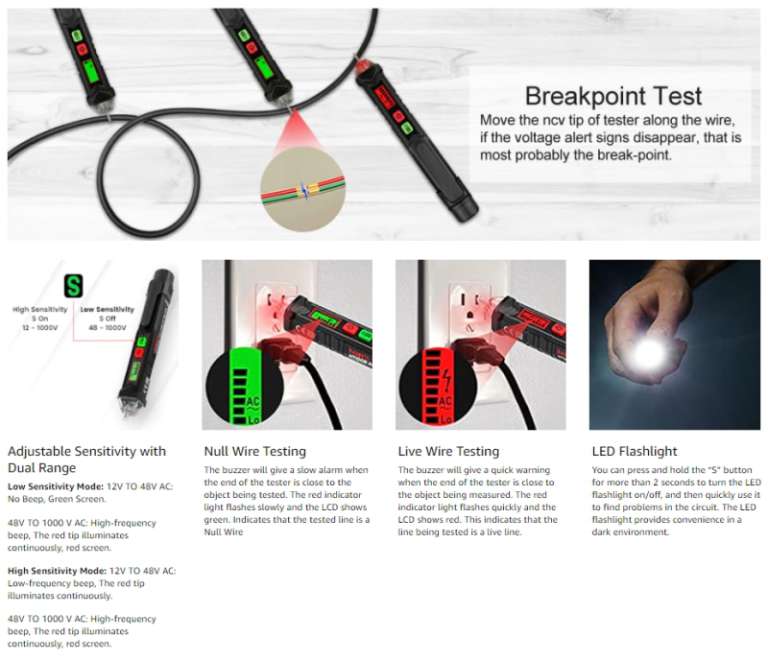 KAIWEETS HT100 NonContact Voltage Tester Pen and KAIWEETS VT500