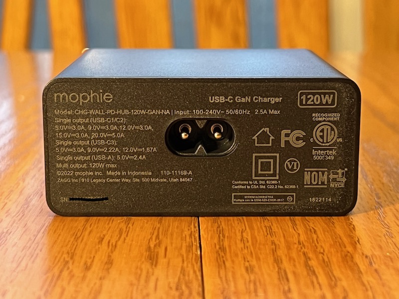 mophie speedport 120 4-port GaN wall charger (120W)