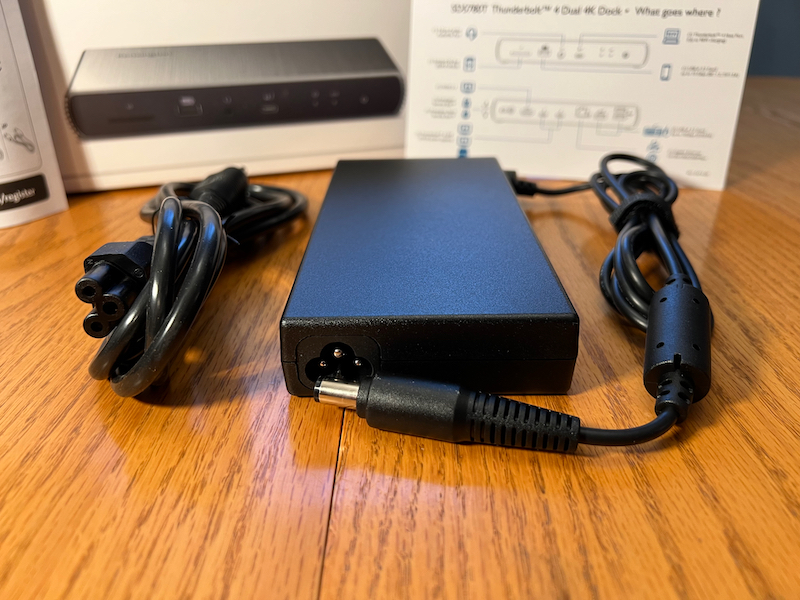 Pretty sizable power supply but it provides up to 96W for a laptop, power for the dock itself, and a good amount of power for USB-A connected peripherals