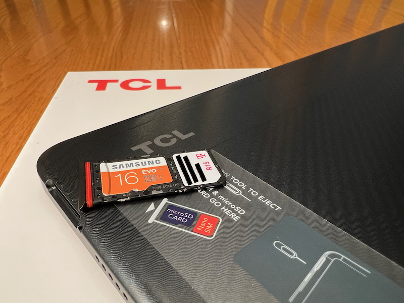 TCL Tab 10 5G microSD & SIM card tray