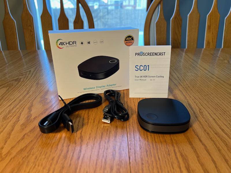 ProScreenCast SC01 Miracast Dongle package contents