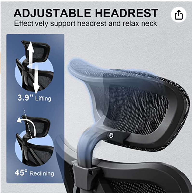 Soohow Ergonomic Mesh Office Chair, Computer Desk Chair Ergonomic, High Back  Office Chair with Headrest, Adjustable Lumbar Support and 3D Armrests. 