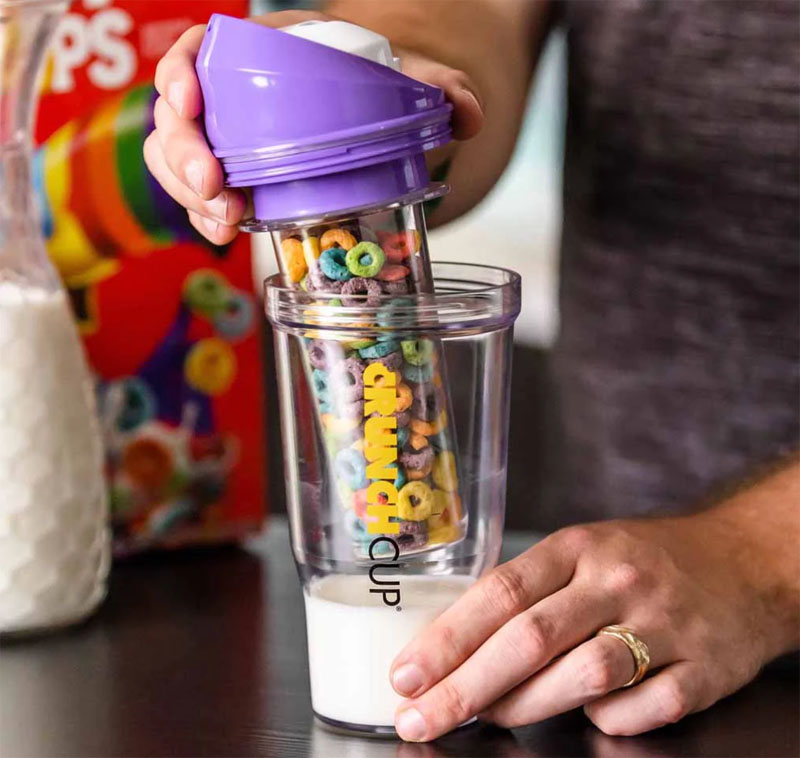 CRUNCHCUP A Portable Plastic Cereal Cup - No Spoon. No Bowl. It's