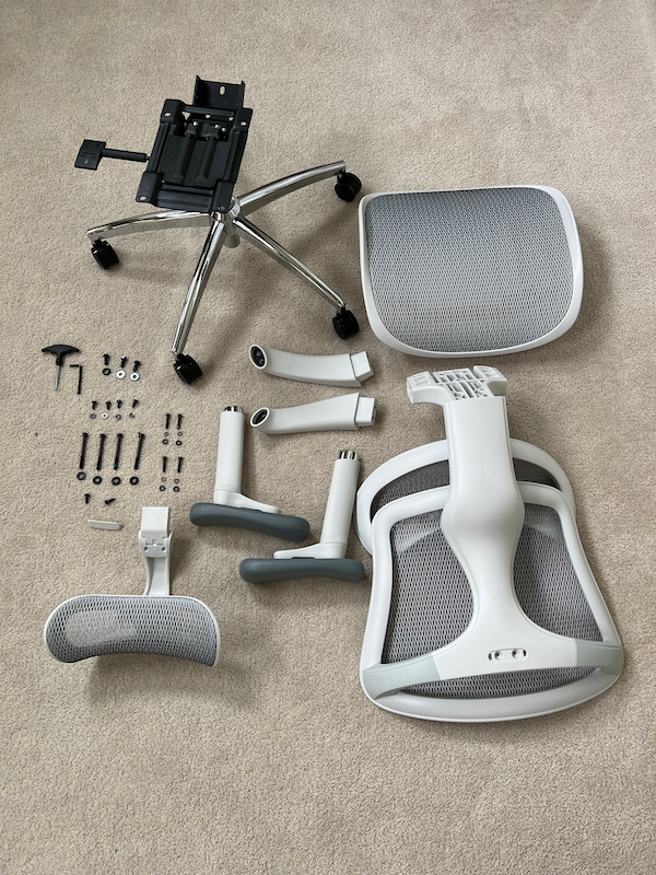 SIHOO Doro-C300 Ergonomic Office Chair parts (I had already put the chair together and didn't fully disassemble it for this photo)